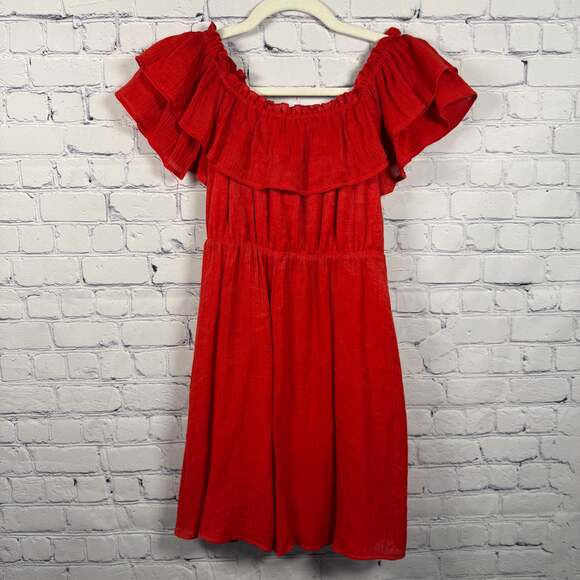 Lulus Red Skater Dress - Puff Sleeve Mini Dress Size XS - Picture 3 of 4